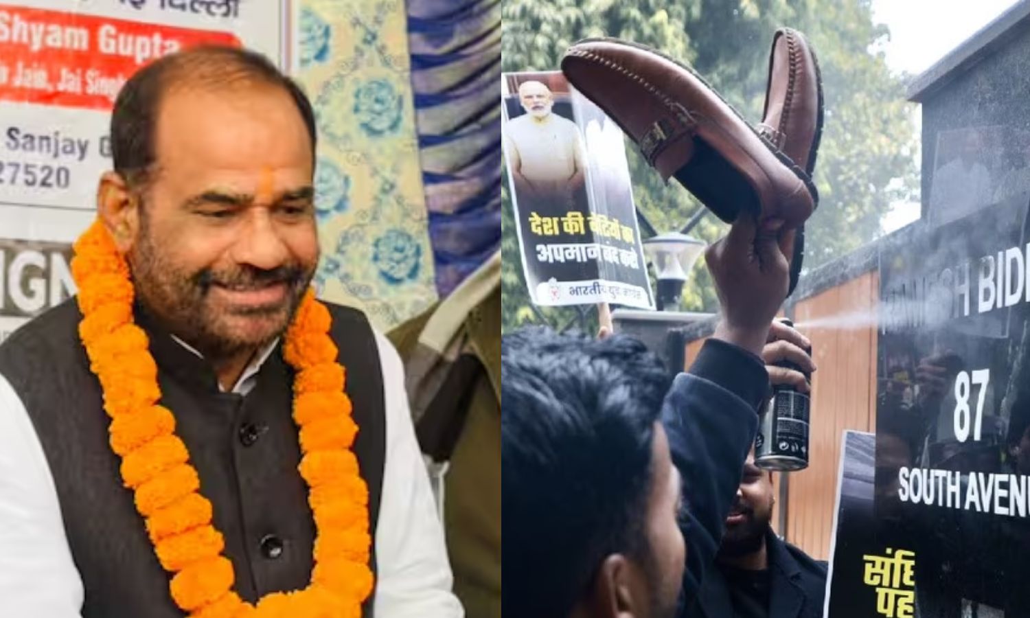 பிரியங்கா காந்தியின் கன்னத்தை போல்  சாலை.. வாயை விட்ட பாஜக வேட்பாளர் வீட்டின் முன் காங்கிரஸ் போராட்டம்