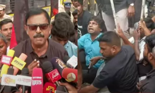 சீமான் வீடு முற்றுகை- த.பெ.தி.க.வினர் கைது