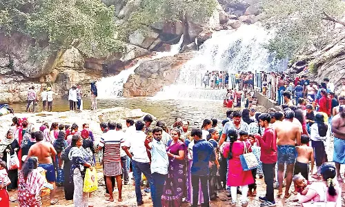 உடுமலை பஞ்சலிங்க அருவியில் சுற்றுலா பயணிகள் குவிந்தனர்