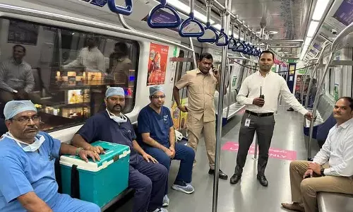 ஐதராபாத் மெட்ரோ ஒத்துழைப்பால் 13 கி.மீ. தொலைவை  வெறும் 13 நிமிடத்தில் கடந்த இதயம்...