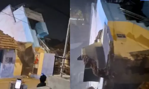 ஆற்றங்கரையில் இருந்த கட்டிடம் இடிந்து விழுந்து விபத்து