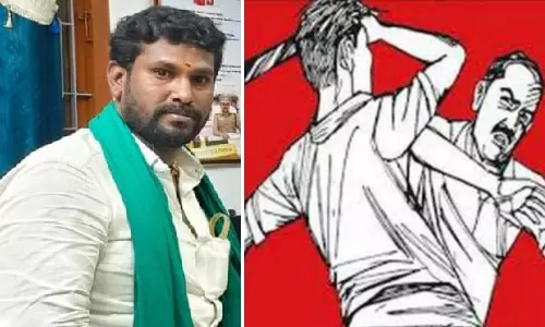 தேனி அருகே பரபரப்பு: நீதிமன்ற வாசலில் வாலிபர் ஓட, ஓட வெட்டிக்கொலை