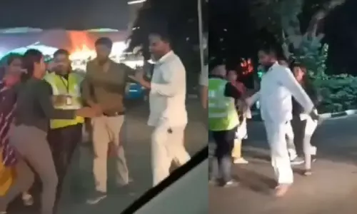 விமானத்தை தவறவிட்டதால் டாக்சி டிரைவரை தாக்கிய பெண்- வீடியோ