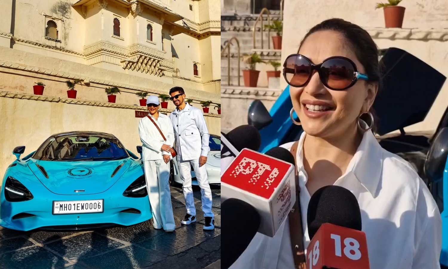 ரூ.6 கோடி மதிப்பிலான தனது மெக்லாரென் சூப்பர் காரில் வந்த மாதுரி தீட்சித்