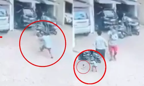 VIDEO: 13-வது மாடியில் இருந்து கீழே தவறி விழுந்த குழந்தையை காப்பாற்றிய இளைஞர்