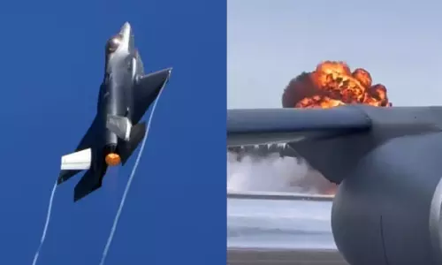 அமெரிக்காவில் கீழே விழுந்து வெடித்துச் சிதறிய ஜெட் விமானம்.. பகீர் வீடியோ