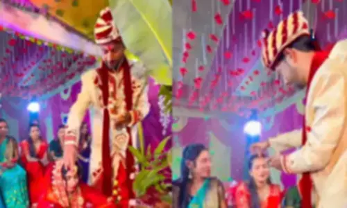 விமர்சனத்தை ஏற்படுத்திய மணமகனின் செயல்- வீடியோ