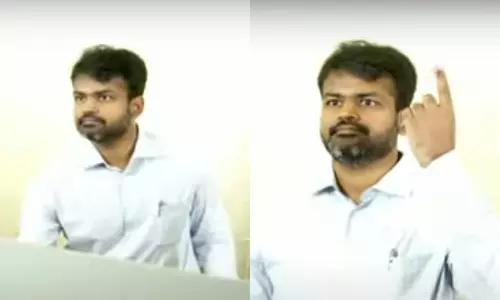 ஈரோடு கிழக்கு தொகுதி இடைத்தேர்தல்- வாக்கு செலுத்திய மாவட்ட ஆட்சியர்