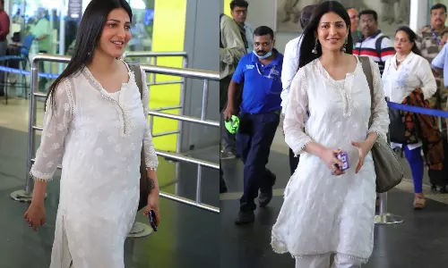 ரஜினிகாந்தின் கூலி படப்பிற்காக சென்னை வந்த ஸ்ருதிஹாசன்