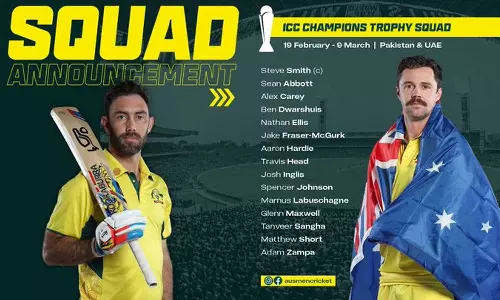 சாம்பியன்ஸ் கோப்பை: ஸ்டீவ் ஸ்மித் தலைமையிலான ஆஸ்திரேலிய அணி அறிவிப்பு