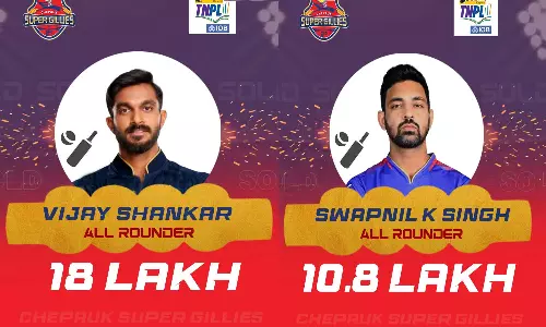 டி.என்.பி.எல். ஏலம்: விஜய் சங்கரை ரூ. 18 லட்சத்திற்கு எடுத்தது சேப்பாக் சூப்பர் கில்லீஸ்