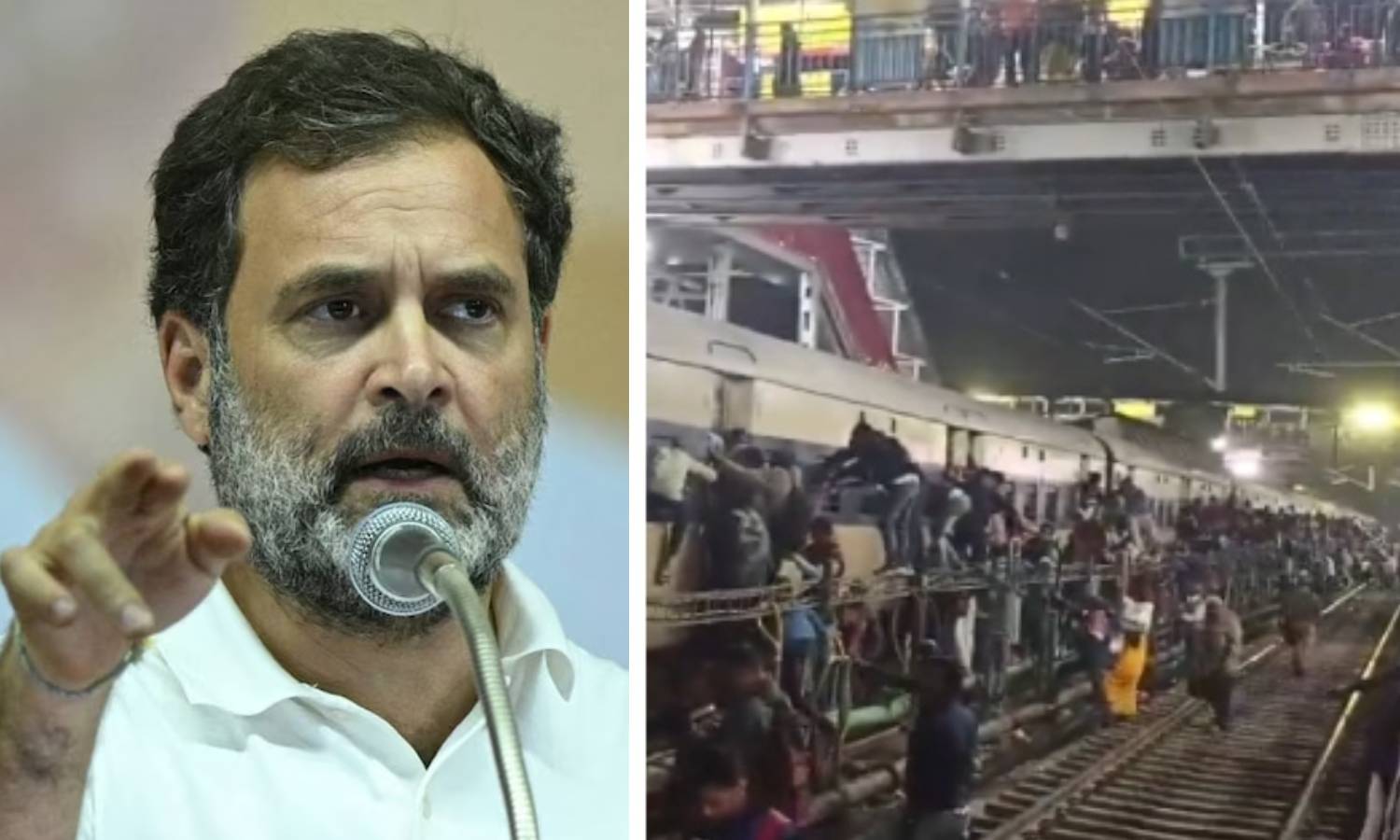 நெரிசலில் சிக்கி 18 பேர் பலி: ரெயில்வேயின் அலட்சியமே காரணம்-ராகுல்காந்தி