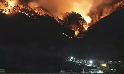 ஜப்பானில் காட்டுத்தீயால் சேதமடைந்த 100 வீடுகள்- 1,200 பேர் வெளியேற்றம்