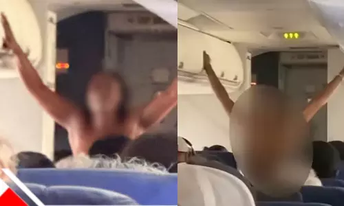 VIDEO: பறக்கும் விமானத்தில் முழு நிர்வாணமாக  குறுக்கும் நெடுக்கும் 25 நிமிடங்கள் ஓடிய பெண் பயணி