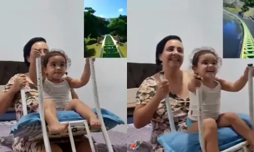 தாய் போல தாங்க முடியுமா.. குழந்தையின் ஆசையை நிறைவேற்றிய தாய்- வைரல் வீடியோ