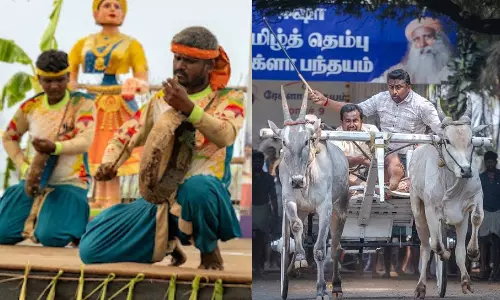 தமிழ்த் தெம்பு திருவிழாவில் கோலாகலமாக நடைபெற்ற ரேக்ளா பந்தயம்