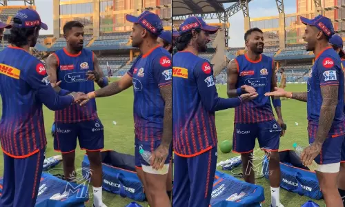 பயிற்சியின் போது சா பூ த்ரீ விளையாடிய ஹர்திக் பாண்டியா - சூர்யகுமார் - திலக் வர்மா