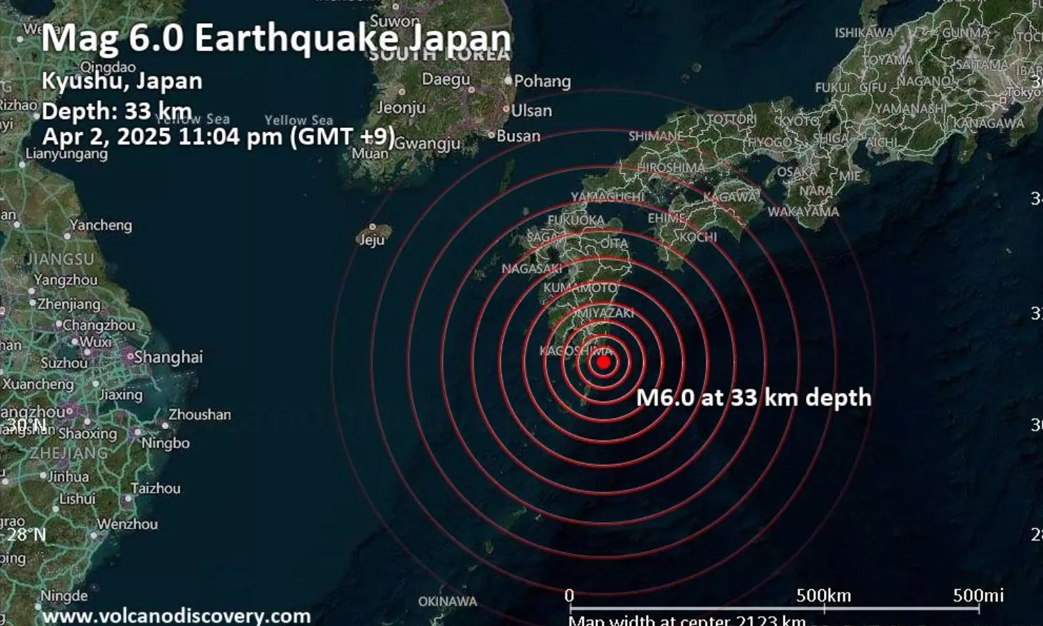 ஜப்பானில் நிலநடுக்கம்:  ரிக்டர் அளவில் 6.0 ஆக பதிவு