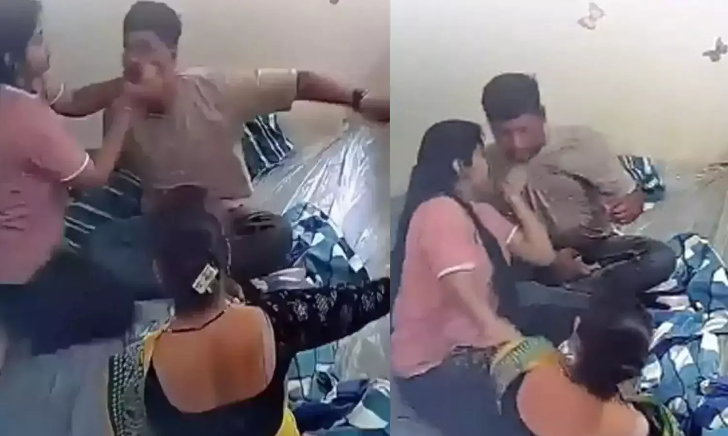 வெறித்தனமாக நடந்து கொண்ட மனைவி - முகத்திலேயே உதை வாங்கிய கணவன் - அதிர்ச்சி வீடியோ