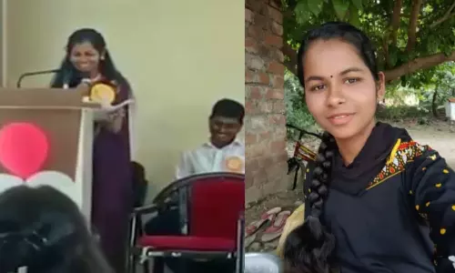 VIDEO: மேடையில் பேசிக் கொண்டிருந்தபோதே மயங்கி விழுந்து உயிரிழந்த கல்லூரி மாணவி