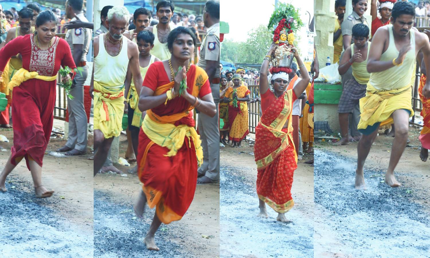 ஓம் சக்தி கோஷம் விண்ணதிர... கொண்டத்துக்காளியம்மன் கோவிலில் குண்டம் இறங்கிய பக்தர்கள்: மாலை தேரோட்டம்