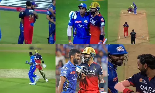 வீடியோ: களத்தில் மோதல் இருந்தாலும் மனதில் மோதலில்லை.. அன்பை வெளிக்காட்டிய MI - RCB வீரர்கள்