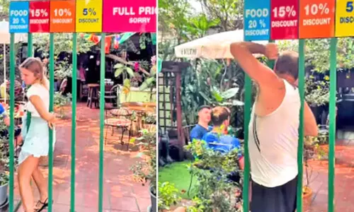 ஒல்லியாக இருப்பவர்களுக்கு தள்ளுபடி வழங்கும் உணவகம்- வைரல் வீடியோ