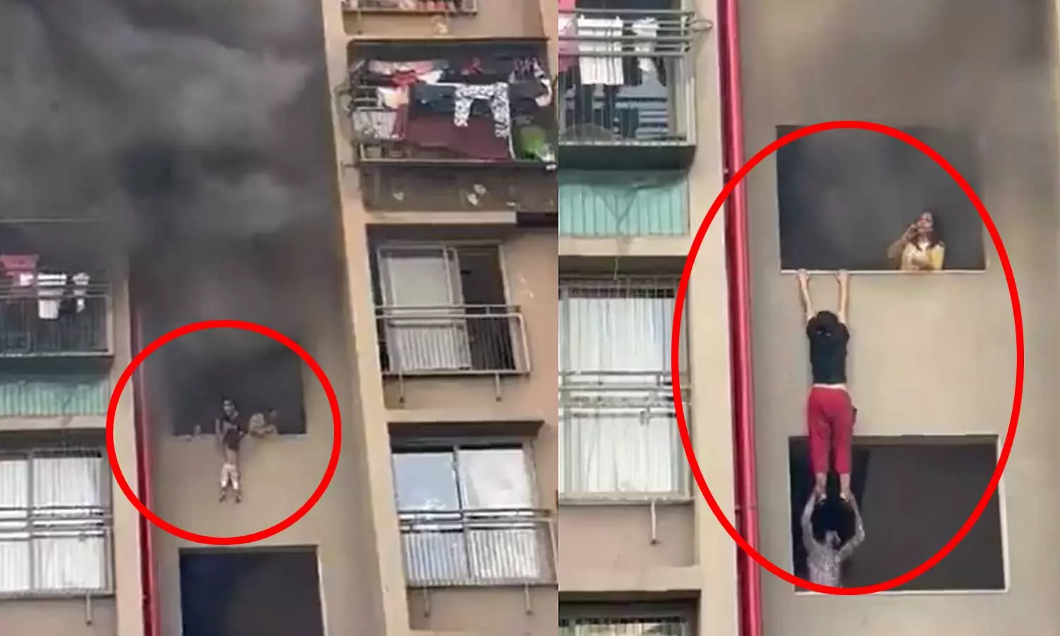 VIDEO: அடுக்குமாடி குடியிருப்பில் தீ விபத்து - குழந்தைகளை துணிச்சலுடன் காப்பாற்றிய தாய்