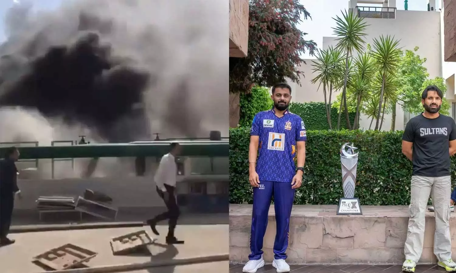 பாகிஸ்தான் சூப்பர் லீக்கில் விளையாடும் கிரிக்கெட் வீரர்கள் தங்கியிருந்த ஓட்டலில் தீ விபத்து
