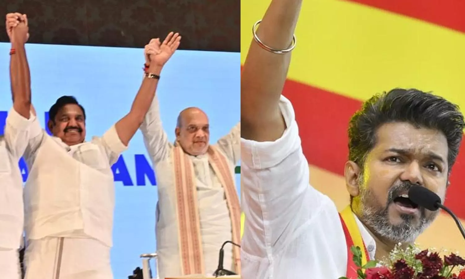 திமுகவுடன் மறைமுக கூட்டணி... அதிமுகவுடன் பாஜக பகிரங்க கூட்டணி - விஜய் விமர்சனம் திமுகவுடன் மறைமுக கூட்டணி... அதிமுகவுடன் பாஜக பகிரங்க கூட்டணி - விஜய் விமர்சனம்