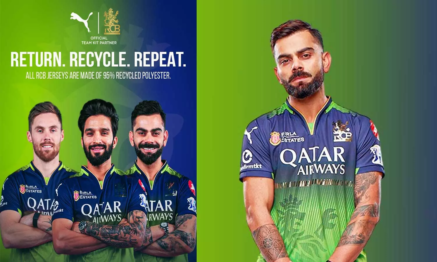 IPL 2025: RR-க்கு எதிரான போட்டியில் பச்சை நிற ஜெர்சியில் களமிறங்கும் RCB IPL 2025: RR-க்கு எதிரான போட்டியில் பச்சை நிற ஜெர்சியில் களமிறங்கும் RCB