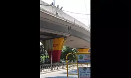 25 அடி உயர மேம்பாலத்தில் இருந்து மோட்டார் சைக்கிளுடன் தவறி விழுந்த மாணவர் பலி