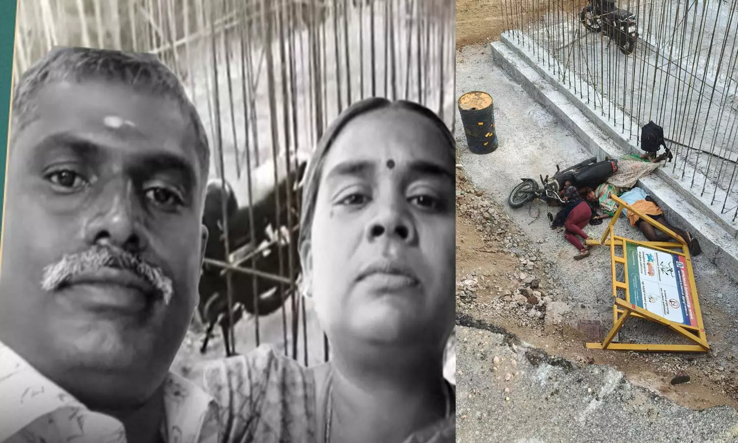 பாலப்பணிக்காக தோண்டப்பட்ட 10 அடி பள்ளத்திற்குள் மோட்டார் சைக்கிள் பாய்ந்து கணவன்-மனைவி உயிரிழப்பு பாலப்பணிக்காக தோண்டப்பட்ட 10 அடி பள்ளத்திற்குள் மோட்டார் சைக்கிள் பாய்ந்து கணவன்-மனைவி உயிரிழப்பு