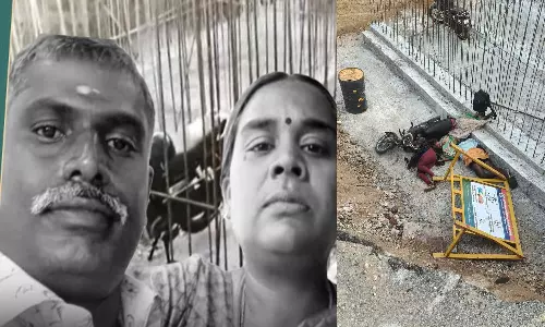 பாலப்பணிக்காக தோண்டப்பட்ட 10 அடி பள்ளத்திற்குள் மோட்டார் சைக்கிள் பாய்ந்து கணவன்-மனைவி உயிரிழப்பு