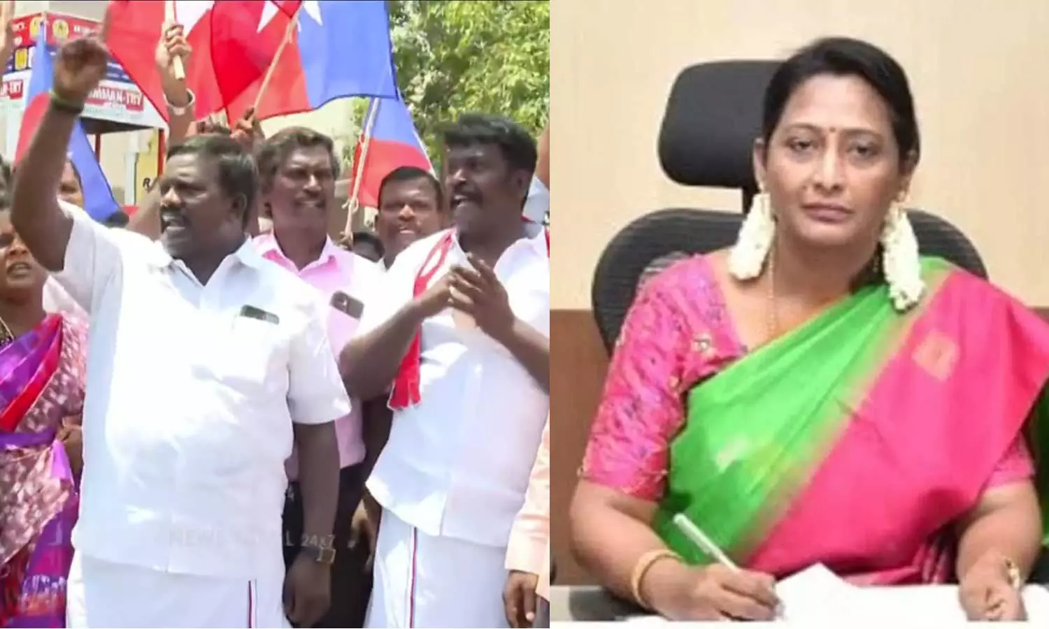 மதுரை ஆட்சியர் சங்கீதாவை மாற்றக்கோரி விசிகவினர் சாலைமறியல் போராட்டம்