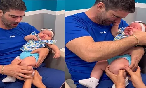 தெய்வங்கள் எல்லாம் தோற்றே போகும்... குழந்தையின் கண்ணீரைக் கண்டு கதறி அழுத தந்தை- வீடியோ