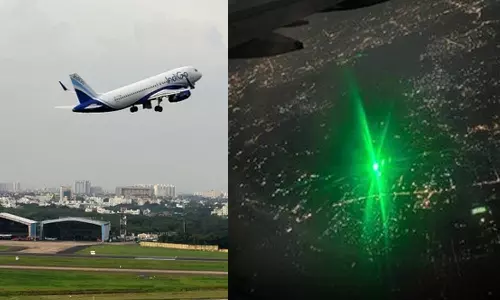 சென்னையில் தரையிறங்க வந்த விமானம் மீது லேசர் ஒளி அடிக்கப்பட்டதால் பரபரப்பு