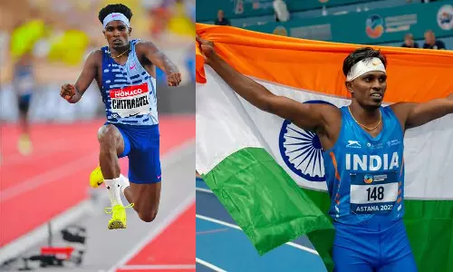 ஆசிய தடகள போட்டி: மும்முறை தாண்டுதலில் வெள்ளிப் பதக்கம் வென்ற தமிழக வீரர்