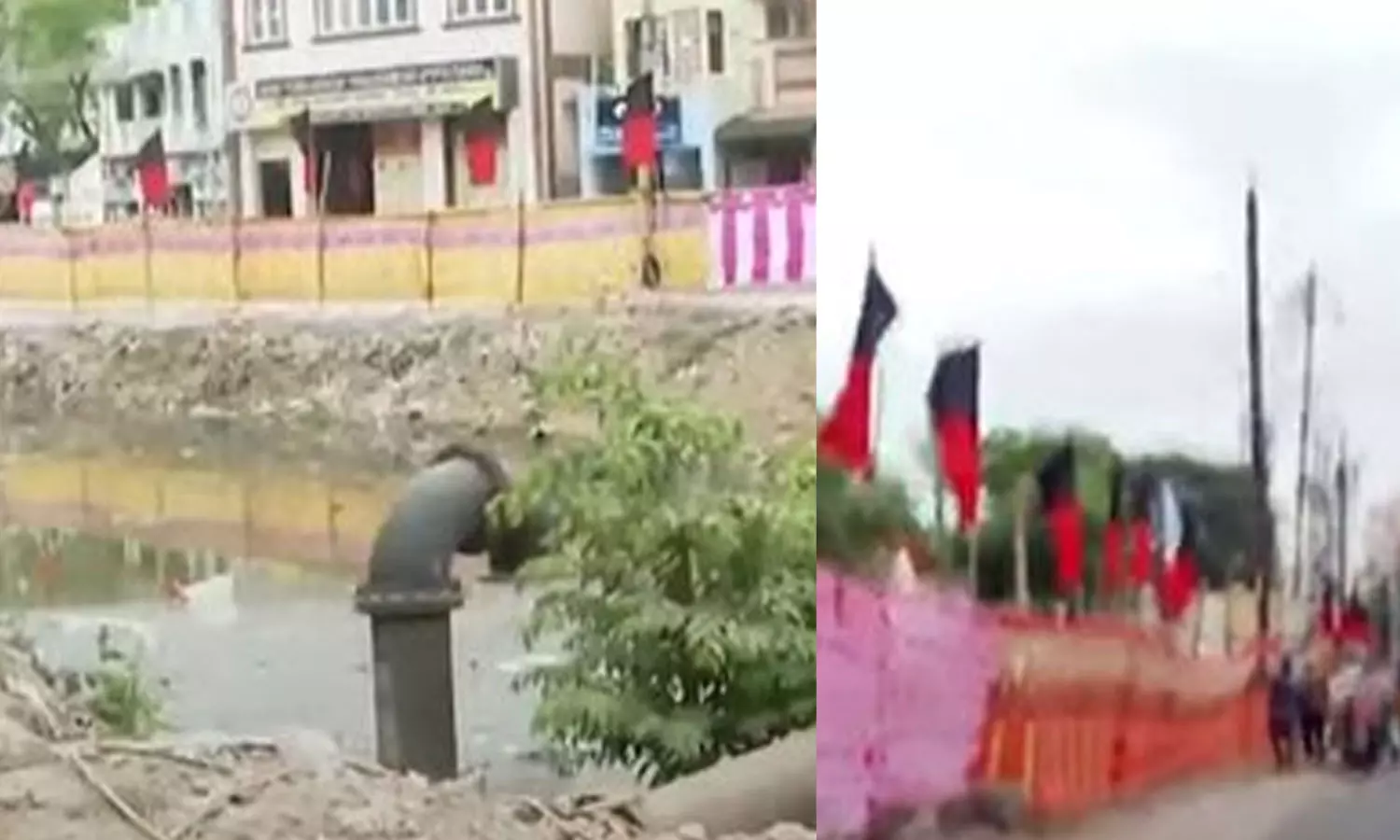 மதுரையில் தி.மு.க. பொதுக்குழு: முதலமைச்சர் ரோடு ஷோவிற்காக கால்வாய் திரையிட்டு மறைப்பு