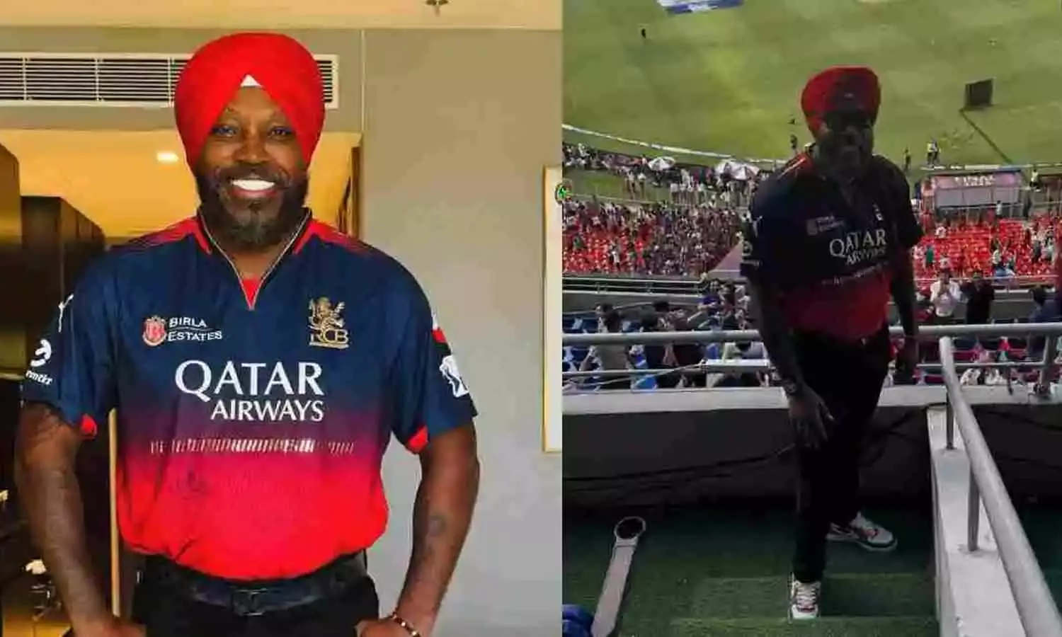 நமக்கு எதுக்கு வம்பு.. இரு அணிக்கும் ஆதரவு.. வித்தியாசமான கெட்டப்பில் வந்த கிறிஸ் கெய்ல்