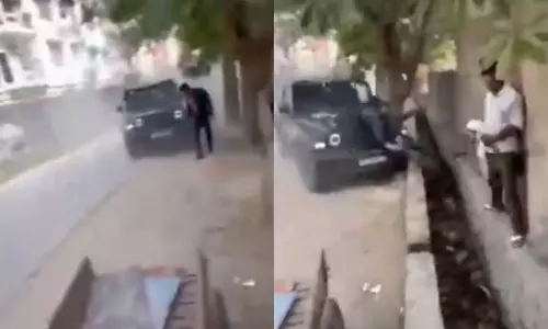 இன்ஸ்டா பகை.. காரைக் கொண்டு இடித்து சாக்கடையில் தள்ளப்பட்ட இளைஞர் - பரபரப்பு வீடியோ