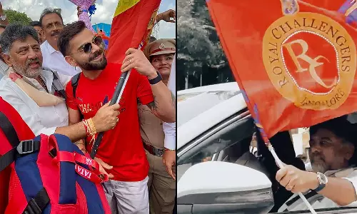 தீவிர ரசிகராக கொடி பிடித்தபடி காரில் சென்ற கர்நாடக துணை முதல்வர்- வீடியோவை பதிவிட்டு நெகிழ்ச்சி