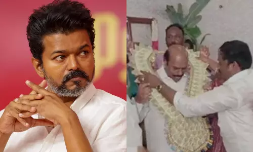 அமைச்சருக்கு பண மாலை போட்டு வரவேற்பு அளித்த த.வெ.க. நிர்வாகி -  விஜய்க்கு மன்னிப்புக் கடிதம்