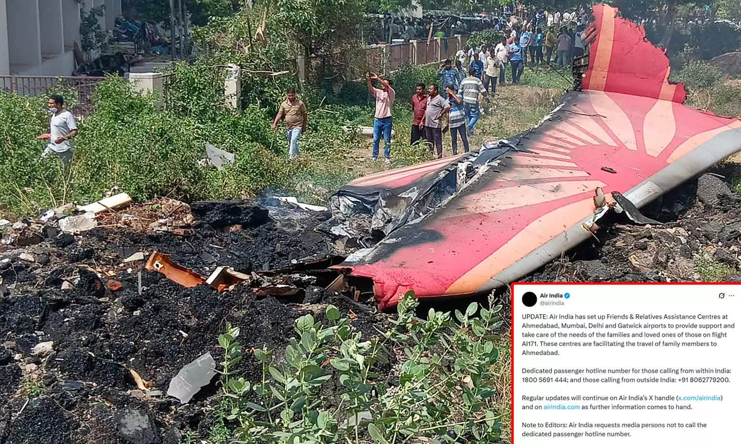 அகமதாபாத் விமான விபத்து- உதவி மையங்களை அமைத்த ஏர் இந்தியா