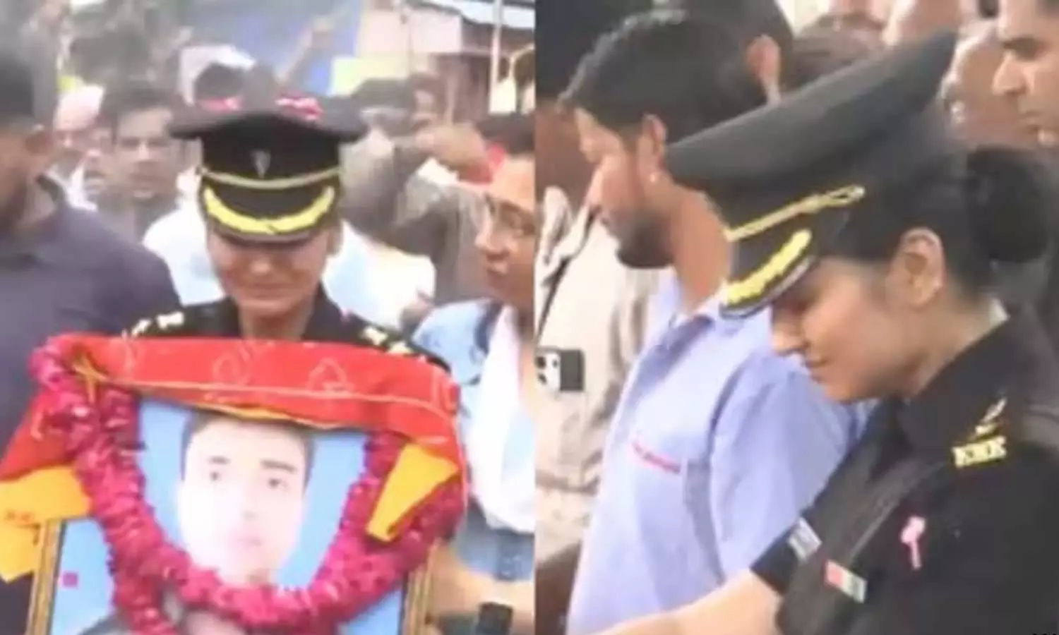 ஹெலிகாப்டர் விபத்தில் உயிரிழந்த விமானி - ராணுவ சீருடையில் மனைவி கண்ணீர் மல்க அஞ்சலி