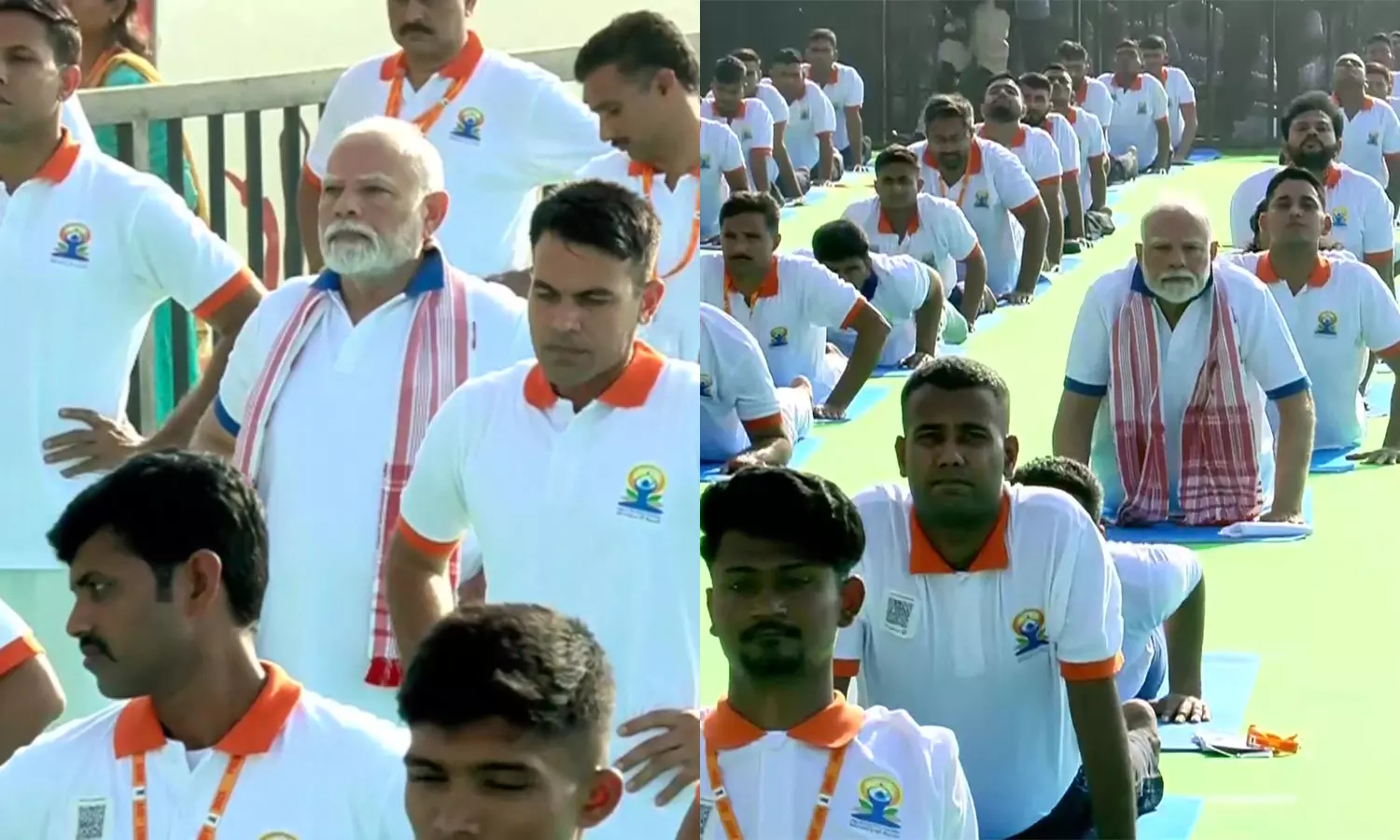 சர்வதேச யோகா தினம் - பொதுமக்களுடன் இணைந்து யோகாசனம் செய்த பிரதமர் மோடி