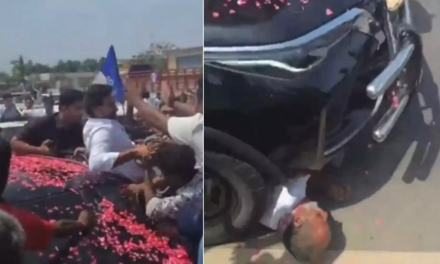 ஆந்திர முன்னாள் முதல்வர் ஜெகன் மோகன் கார் டயரில் சிக்கி உயிரிழந்த தொண்டர் ஆந்திர முன்னாள் முதல்வர் ஜெகன் மோகன் கார் டயரில் சிக்கி உயிரிழந்த தொண்டர்