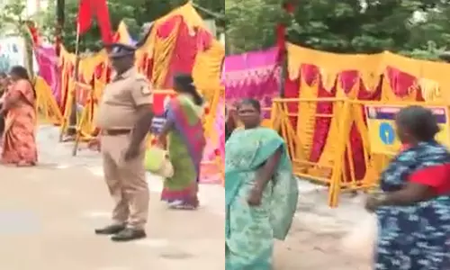 உதயநிதி வருகை எதிரொலி - சேப்பாக்கம் தொகுதியில் குடிசையை மறைக்க அமைக்கப்பட்ட திரைச்சீலை