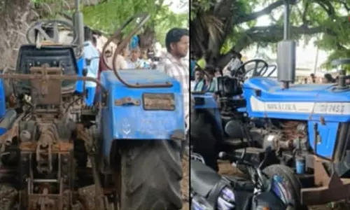 டிராக்டர் மோதி முதியவர் பலி: விபத்தை ஏற்படுத்திய சிறுவன், தந்தையுடன் கைது