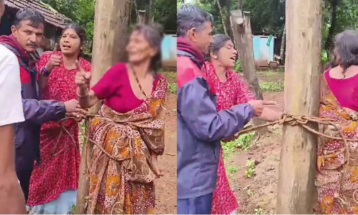 கர்நாடகா: வீட்டின் முன் குப்பை கொட்டிய தகராறில் மூதாட்டியை கட்டி வைத்து தாக்கிய பெண்